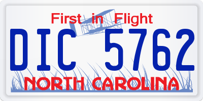 NC license plate DIC5762