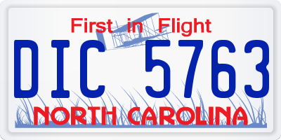 NC license plate DIC5763