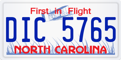 NC license plate DIC5765