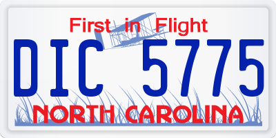 NC license plate DIC5775