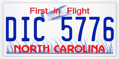 NC license plate DIC5776