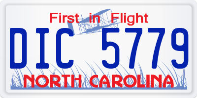 NC license plate DIC5779