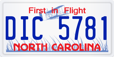 NC license plate DIC5781