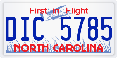 NC license plate DIC5785