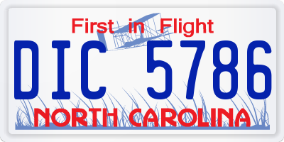 NC license plate DIC5786
