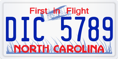 NC license plate DIC5789