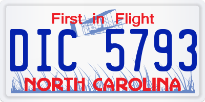 NC license plate DIC5793