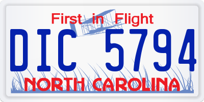 NC license plate DIC5794