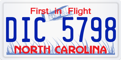NC license plate DIC5798