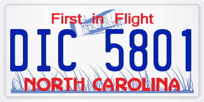 NC license plate DIC5801