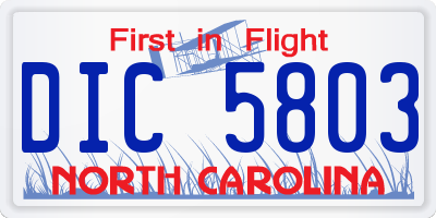 NC license plate DIC5803