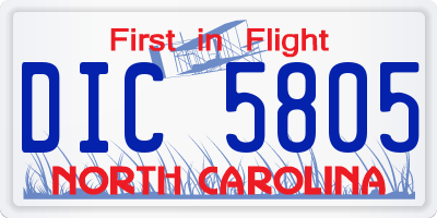 NC license plate DIC5805