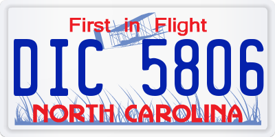 NC license plate DIC5806