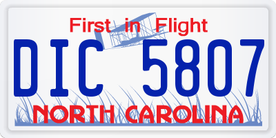 NC license plate DIC5807