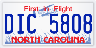 NC license plate DIC5808