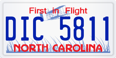 NC license plate DIC5811