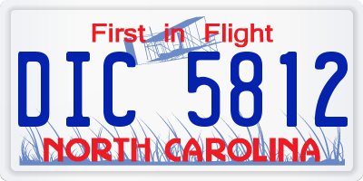 NC license plate DIC5812