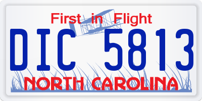 NC license plate DIC5813