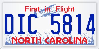 NC license plate DIC5814