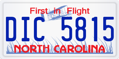 NC license plate DIC5815