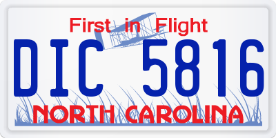 NC license plate DIC5816