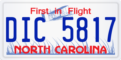 NC license plate DIC5817
