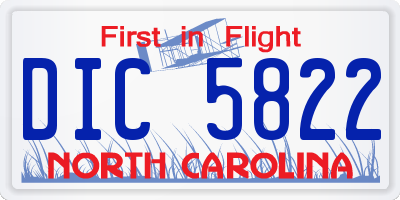 NC license plate DIC5822