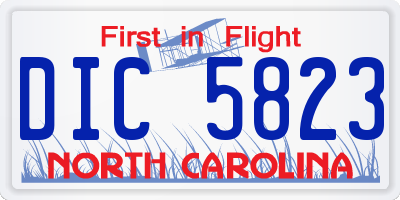NC license plate DIC5823