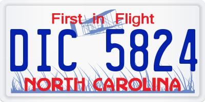 NC license plate DIC5824