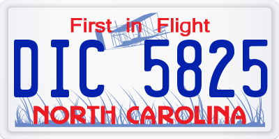 NC license plate DIC5825
