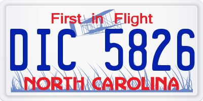 NC license plate DIC5826
