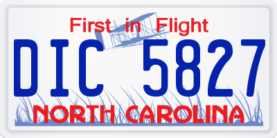 NC license plate DIC5827