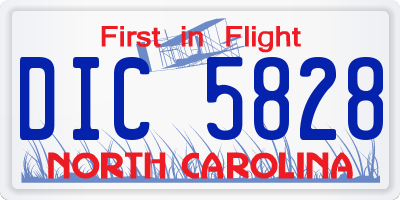 NC license plate DIC5828