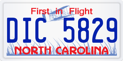 NC license plate DIC5829