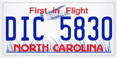 NC license plate DIC5830