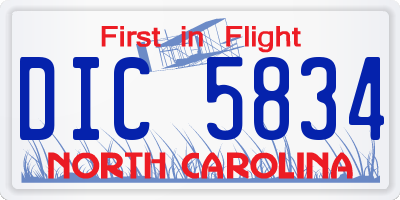 NC license plate DIC5834