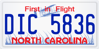 NC license plate DIC5836