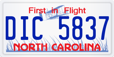 NC license plate DIC5837