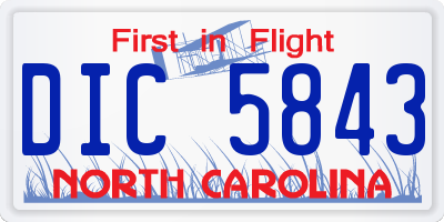 NC license plate DIC5843