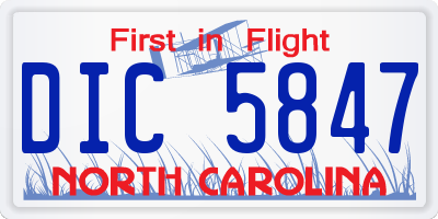 NC license plate DIC5847