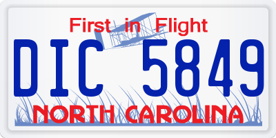 NC license plate DIC5849