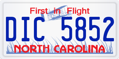 NC license plate DIC5852