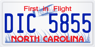 NC license plate DIC5855