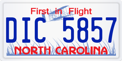 NC license plate DIC5857