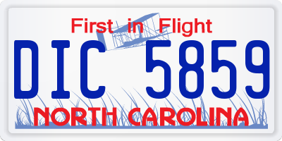 NC license plate DIC5859