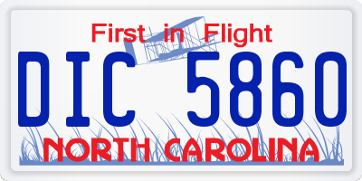 NC license plate DIC5860