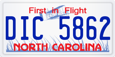 NC license plate DIC5862