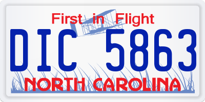 NC license plate DIC5863