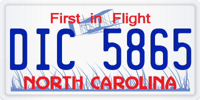 NC license plate DIC5865