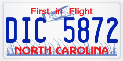NC license plate DIC5872